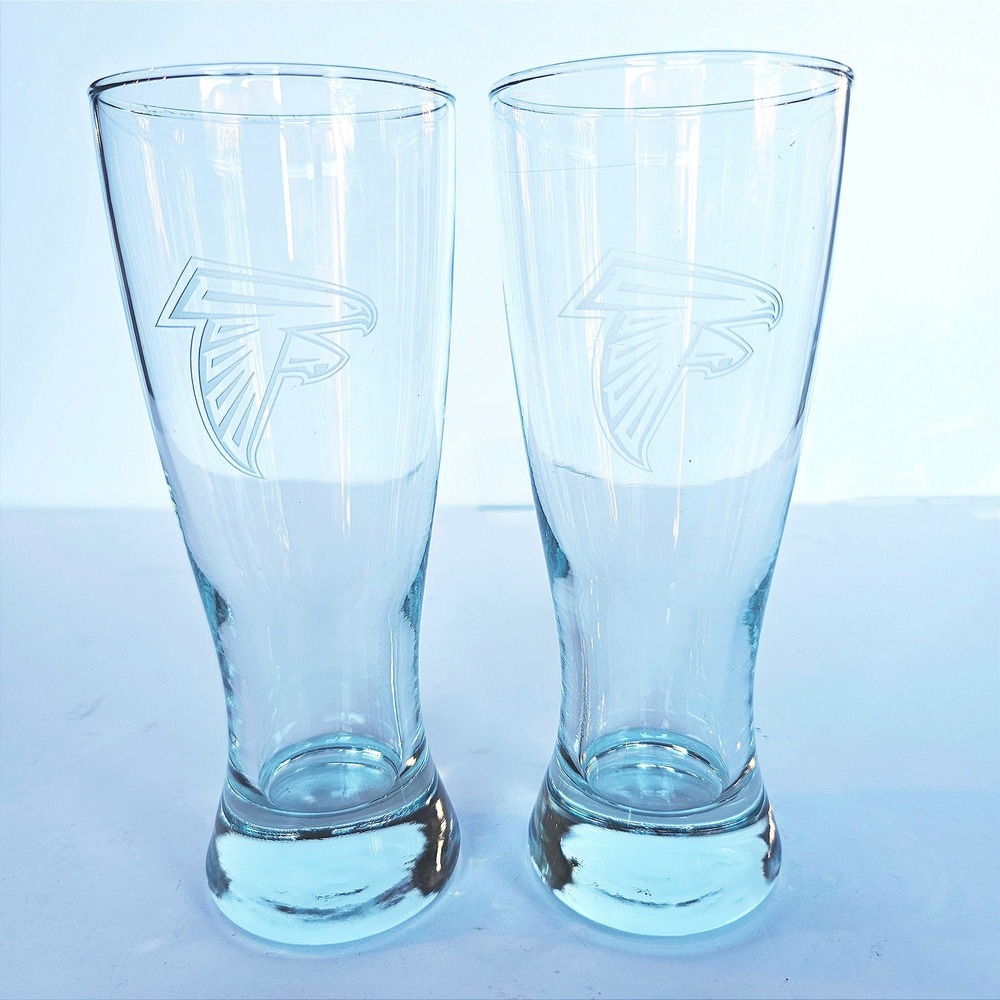Atlanta Falcons NFL Pilsner Glass Set Etched Logo Clear Barware Football Fan